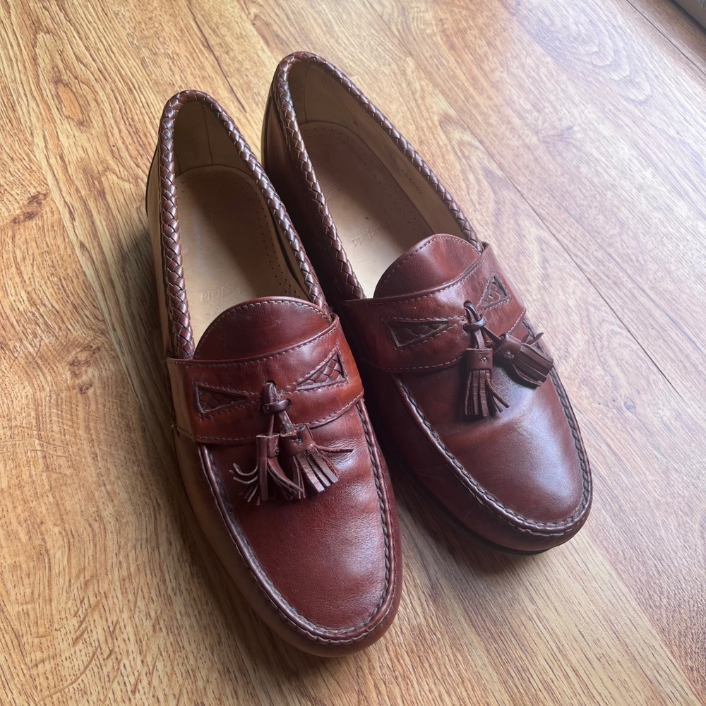 Allen Edmonds Maxfield Tassel Loafers Mens 12 EEE Brown Leather Braided Made USA